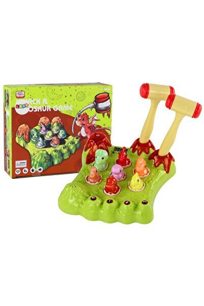 LeanToys Joc Wack-A-Mole Dinozauri Tablă Ciocane Lumini Verzi Sunete