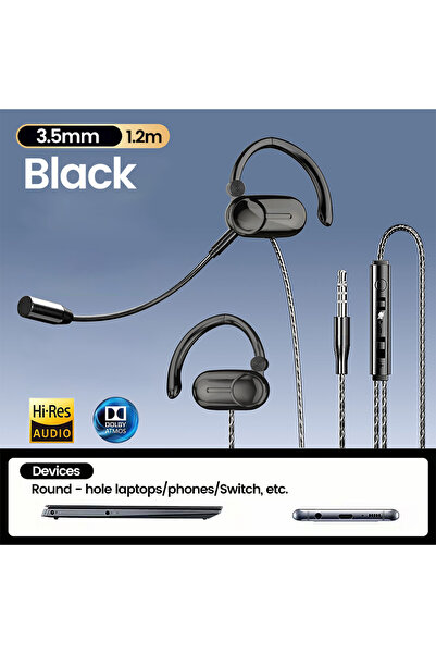 choice2 3.5mm Black 3.5mm/USB/Type C Headphones Wireless HiFi Surround Sound ...