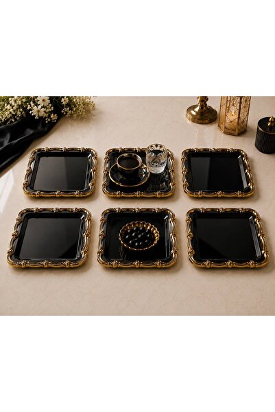 SEVA ÇELİK 6 Pieces Steel Square Silver Color Gold Plastic Framed Promise, En...
