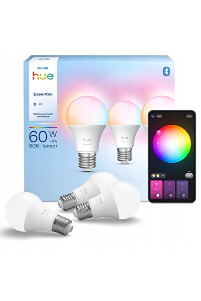 Philips Bec Esențial Alb și Colorat Ambianță E27 806Lm A60 3 bucăți