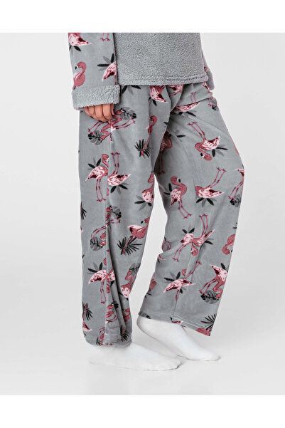 NO BRAND Pijama de damă mare, călduroasă, din fleece cu blană, bluză și panta...
