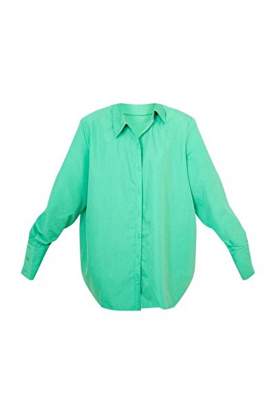 NO BRAND Cămașă clasică verde, supradimensionată, cu nasturi, Prettylittlethi...