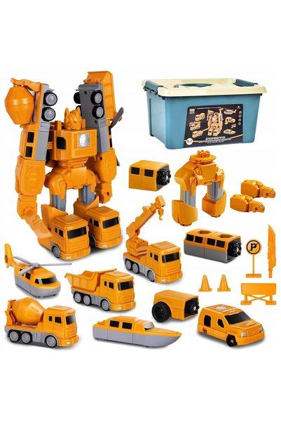 NO BRAND Set de vehicule de construcții magnetice 8 în 1 Robot 35el Transformare