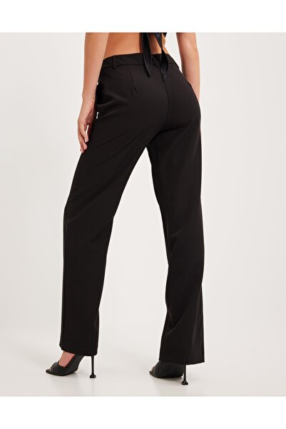 NO BRAND Pantaloni negri simpli, eleganți, cu talie înaltă, doar 34.