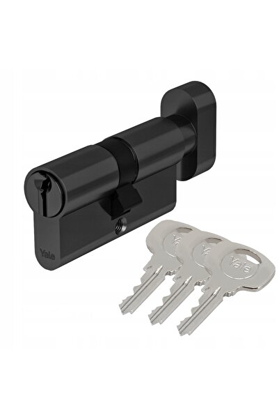 NO BRAND Încuietoare cu cilindru Yale Y500 55g/55 cu buton, 3 chei, negru
