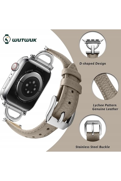 NO BRAND Curea din piele Wutwuk pentru Apple Watch SE2 9/8/7/6/5/4 38/40/41 maro