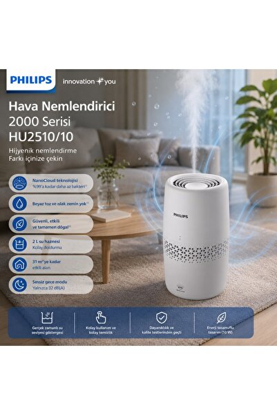 Philips 2000 Serisi Hava Nemlendirici, Evaporatif Sistem, Otomatik Nem Kontro...
