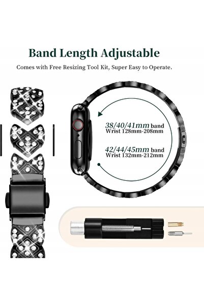 NO BRAND Wutwuk Z Diamentami Brățară Apple Watch Se 9 8 7 6 5 42/44/45/49mm