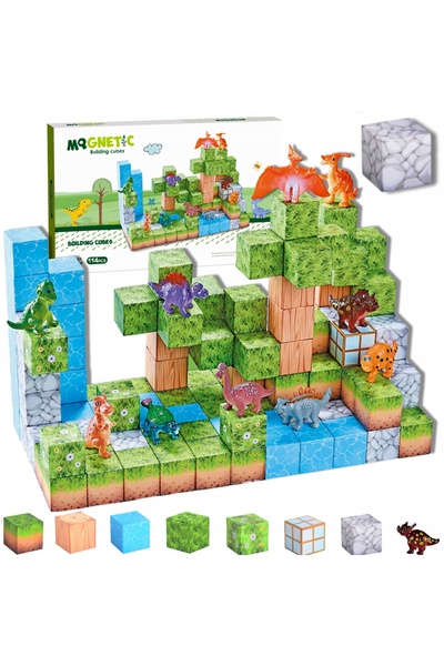 NO BRAND Set mare de blocuri magnetice 3D de construcție, blocuri pixel dinoz...