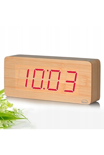 NO BRAND Ceas mare electronic LED cu alarmă, din lemn, digital, de sine stătă...