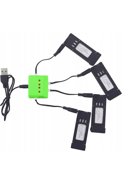 NO BRAND Pachet de 4 baterii Lipo de 3.7V 500mAh cu încărcător 4 în 1 pentru ...