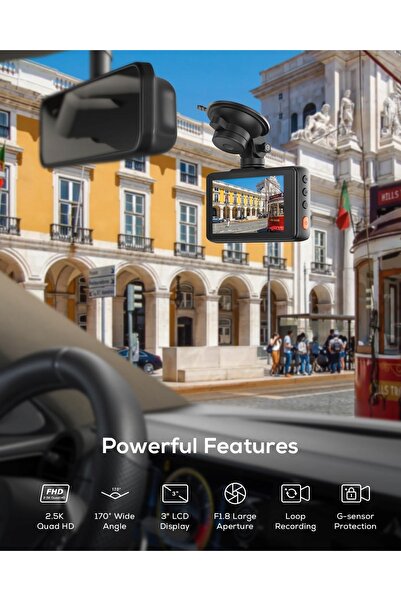 NO BRAND 2.5k qhd 170 °   Cameră auto de înregistrare + card de 32GB