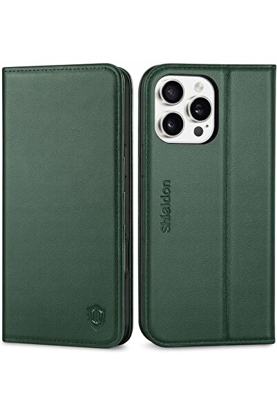NO BRAND Husă Shieldon din piele naturală pentru iPhone 16 Pro Max, tip flip,...