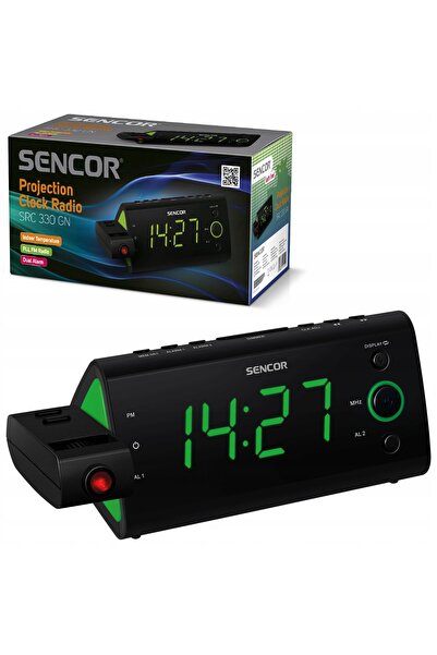 NO BRAND Ceas digital cu radio și alarmă, cu proiector LED, verde, Sencor Src...