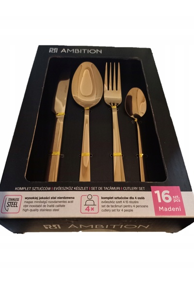 BEAUTY AMBITION Ambition Sztućce 16El 320054 Set de tacâmuri metalic auriu pe...