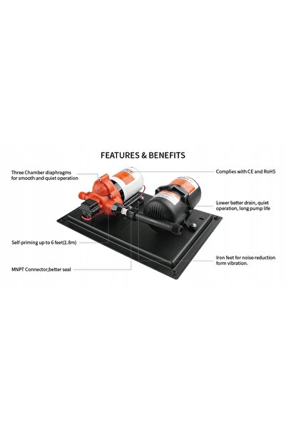 NO BRAND Pompă de apă sub presiune 11.3l 12v + vas de expansiune 0.75l - Seaflo