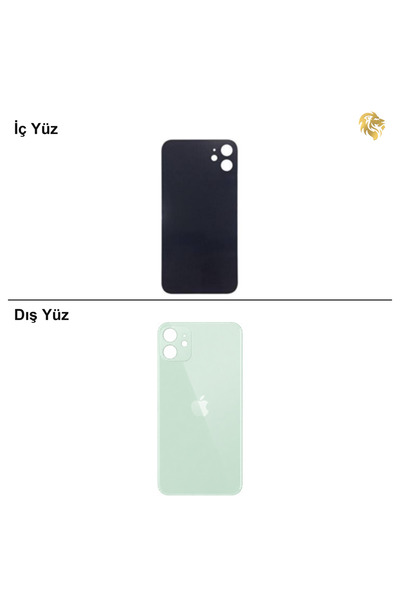 ARSKİNG iPhone 11 Yeşil Renk Arka Kapak Arka Cam Batarya Kapağı Lazer Kesim K...