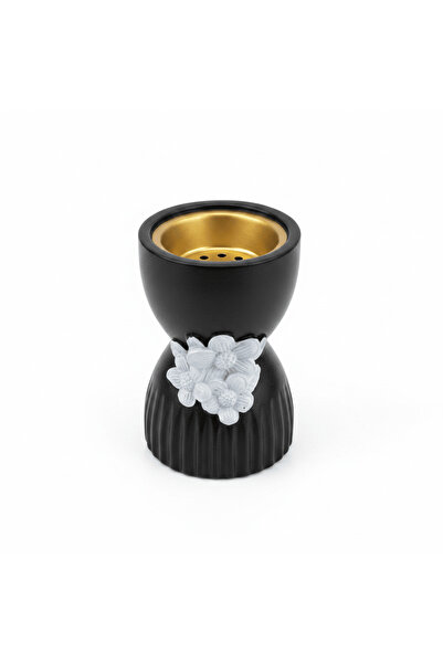 AKDC Black & White Chalk Incense Burner - 10×6 cm
