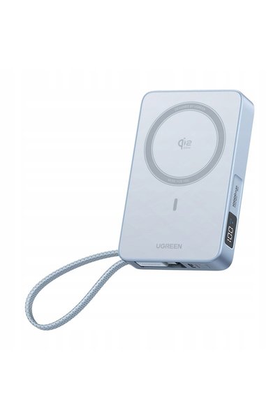 Ugreen Powerbank MagFlow PB773 Gri 10000mAh Qi2 25W cu cablu USB-C încorporat