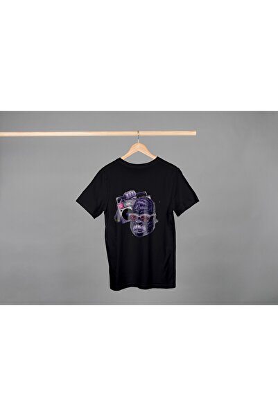 Noname Tricou Unisex Bumbac Premium Casual " Maimuta cu casetofon " Inscriptie