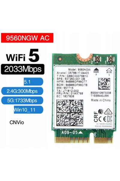 NO BRAND 9560 9560Ngw Wifi 5 2033Mhz Bt 5.1 Placă de rețea Cnvio Win 10 11 01...
