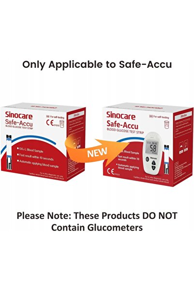 NO BRAND Benzi de testare a glicemiei Sinocare SAFE ACCU, 100 bucăți (fără mo...