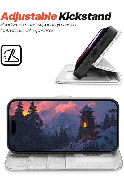 NO BRAND Husă din piele Ocase pentru iPhone 16, cu suport Magsafe, portofel a...