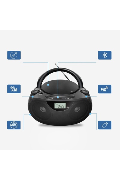 NO BRAND Radio de bucătărie retro, de rețea, Bluetooth, FM/AM, cu ceas LCD și...