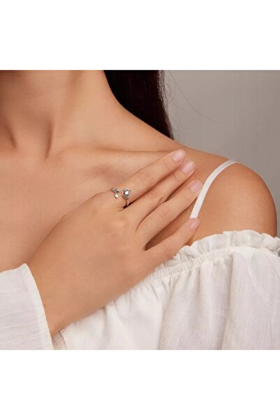 NO BRAND Inel de argint reglabil cu floare, argint S925