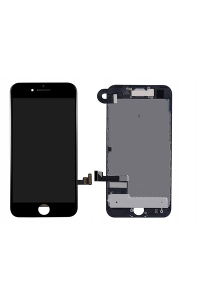 NO BRAND Ecran de înlocuire iPhone 7 Negru + Cameră și Difuzor Complet Lwmtt