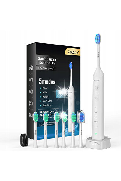 NO BRAND Periuță de dinți electrică sonică 7Magic 6 capete de periuță Roz D36
