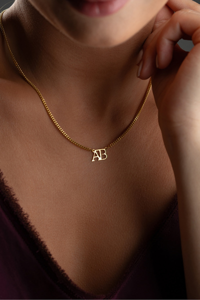 beonejewelry 925 Ayar Gümüş Kişiye Özel Birleşik Harf Kolye