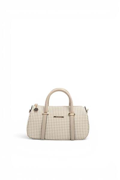 Silver Polo Sand - Sand Beige Crow's Feet Plaid Women's Handbag Sp1289