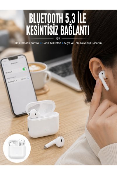 Eco Lounge 2.Nesil Yeni Model TWS Bluetooth Kulaklık Dokunmatik Kontrol Yüksek Ses Kaliteli Yeni Nesil