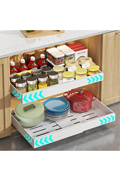 NO BRAND Organizator sertar telescopic extensibil 25X43X7 cm Metal - Alb