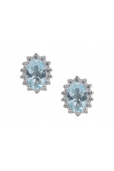 NO BRAND CERCEI DE ARGINT CU DIAMANTE MARQUISE DE CULOARE ALBASTRU CER, CU TO...