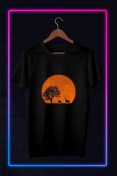 yombaa Unisex Sunset Wild Nature Printed Oversize T-shirt
