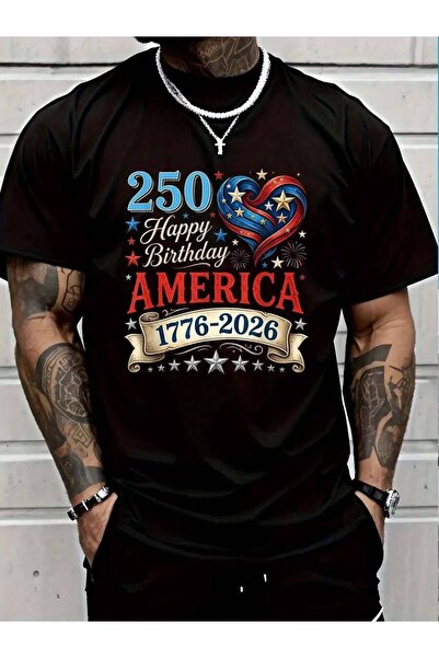 799 100% Cotton Hearts 1776 2026 July 4th 250th Birthday USA 250 Years T-Shir...