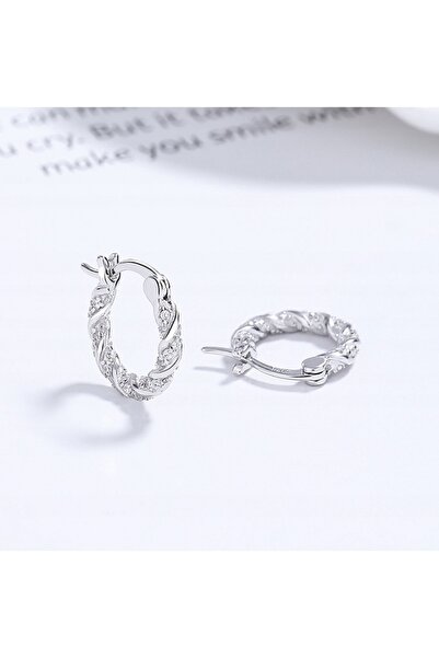 NO BRAND Cercei din argint 925 sterling, cercuri cu zirconiu, pentru femei