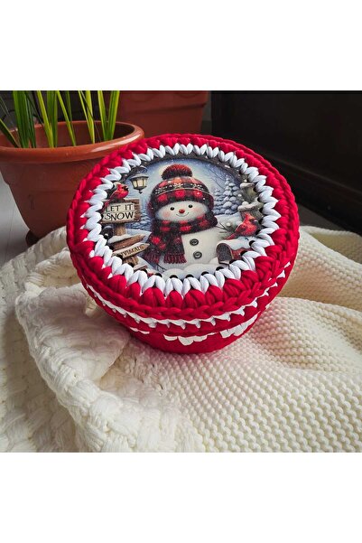 OEM Hand Knitted Decorative Basket from Textile Yarn - Festive Pattern with P...