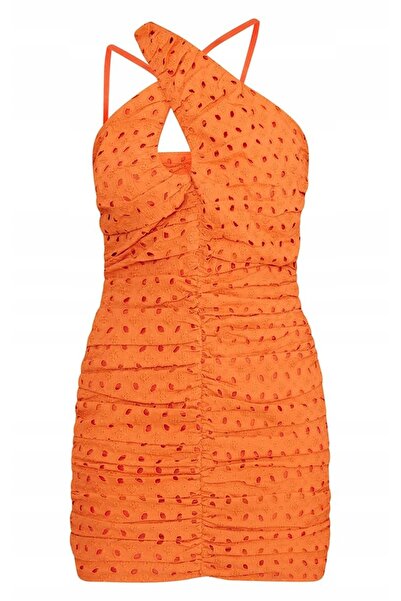 NO BRAND Rochie mini portocalie cu decolteu asimetric PrettyLittleThing 36