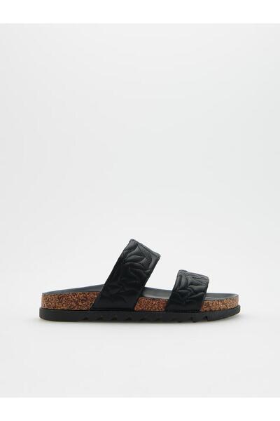 NO BRAND Papuci negri clasici, plați, tip slip-on, cu model, mărimea 36