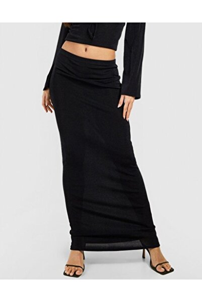 NO BRAND Fustă elastică neagră, netedă, colecția Maxi, Tall Prettylittlething 38
