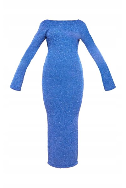 NO BRAND Rochie PrettyLittleThing albastru închis, cu mânecă lungă și spatele...