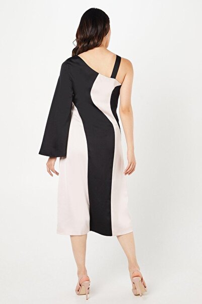 NO BRAND Rochie neagră, netedă, asimetrică, cu mânecă lungă, Coast 44