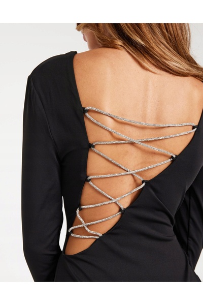 NO BRAND Rochie neagră mini cu decupaje Nly Trend 46