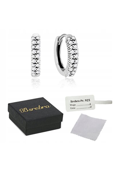NO BRAND Cercei tip inel din argint 925 sterling cu zirconiu pentru femei