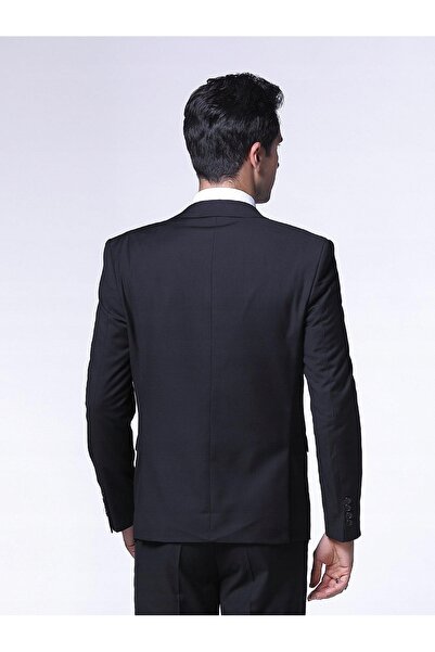 NO BRAND Sacou clasic negru, croială slim, la un rând de nasturi, stil Cloud, L