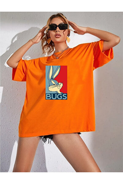 H&GHAMLEGİYİM Bugs Bunny Design Printed Oversize T-Shirt