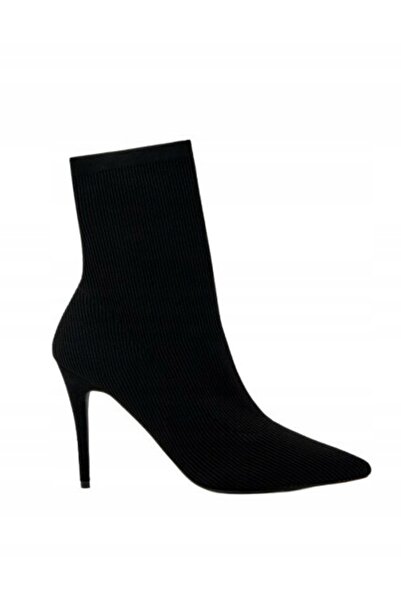 NO BRAND Cizme clasice negre, elastice, cu toc stiletto, textură, mărimea 37